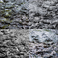 Photos and textures of dark water flow