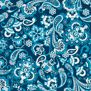 Paisley vector seamless pattern. Batik painting.Vintage