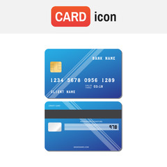 Illustration credit card icon. Realistic vector Credit Card two sides