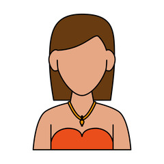 woman with short brown hair wearing strapless top avatar portrait icon image vector illustration design 