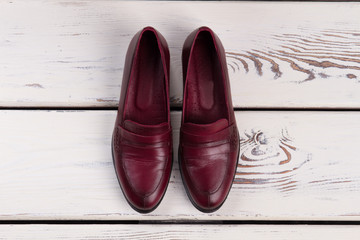 Pair of burgundy leather shoes