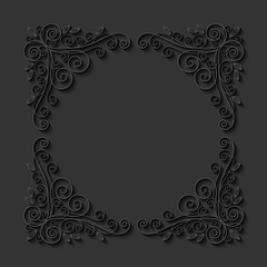 Abstract decorative 3d floral frame. Vector Illustration