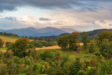 Obraz premium Scottish Mountains over Crieff Scotland at Autumn.