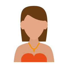 woman with short brown hair wearing strapless top avatar portrait icon image vector illustration design 