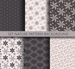 Set nature pattern background with floral elements.