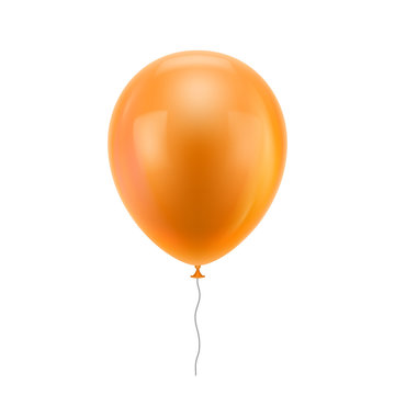 Orange realistic balloon. Orange inflatable ball realistic isolated white background. Balloon in the form of a vector illustration