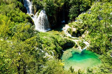 Naklejka na ściany i meble Waterfall in the National Park in Croatia