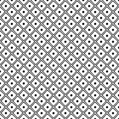 Seamless vector pattern. Black and white geometrical background with hand drawn decorative elements. Print with simple geometric motifs. Graphic vector illustration.