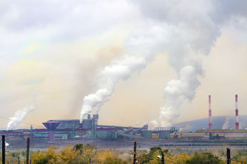 Pollution of the atmosphere by harmful emissions from industrial production.