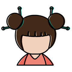 little japanese doll kawaii character