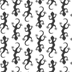 Fototapeta premium Seamless pattern with lizards on the white background.