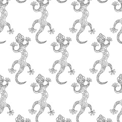 Obraz premium Seamless pattern with lizards on the white background.