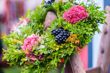 Beautiful autumn flowers wreath