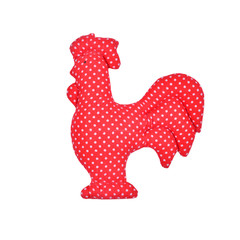Red rooster toy isolated on white background