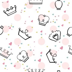 Hand drawing vector seamless pattern with crowns.