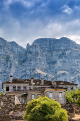 old stone houses in the village Papingo of Zagorochoria, Epirus, Western Greece