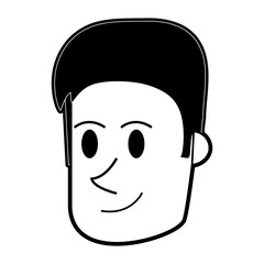 happy man face icon image vector illustration design  black and white