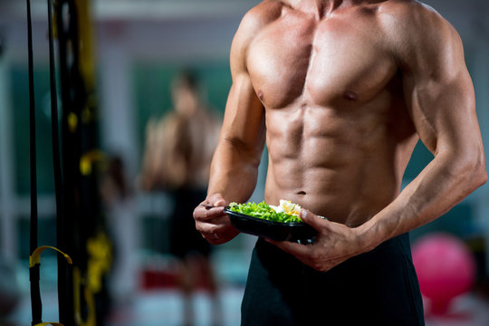 Guy Eating Salad Gym Fitness