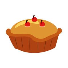 pie with cherry pastry icon image vector illustration design 