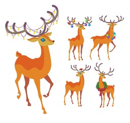 Reindeer Christmas icon. Graceful deer collection.