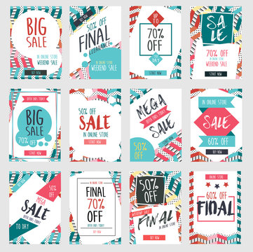 Set of modern sale banners template design with business brochure, cover modern layout, annual report, poster, flyer in A4