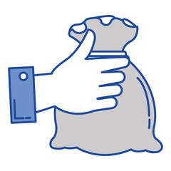 hand human with money bag isolated icon