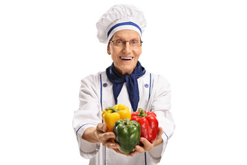 Chef offering peppers