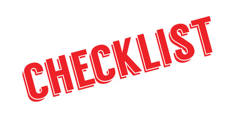 Checklist rubber stamp. Grunge design with dust scratches. Effects can be easily removed for a clean, crisp look. Color is easily changed.