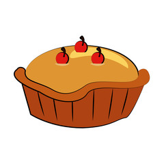 pie with cherry pastry icon image vector illustration design 