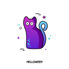 Black cat vector icon. Halloween sticker
