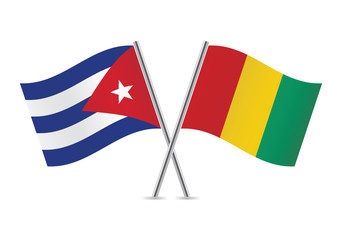 Cuba and Guinea flags.Vector illustration.