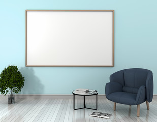 mock up poster frames in hipster interior modern living room background, 3D render