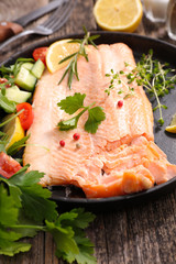 grilled salmon fish with vegetable