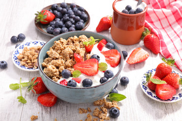 healthy breakfast with muesli and berry