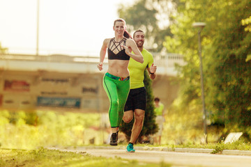 Happy Couple Exercising