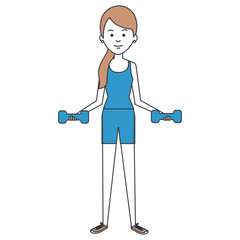 woman lifting weights character
