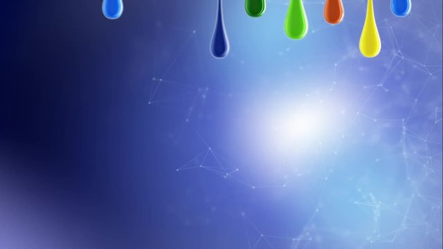 3D multicolor colorful glossy paint blobs dripping down
