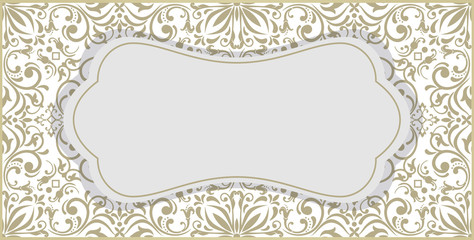 Vector wedding card laser cut template. Vintage decorative elements. Hand drawn background. Islam, Arabic, Indian, ottoman motifs. Vector illustration. 