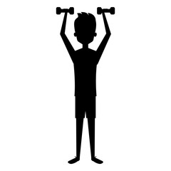 man silhouette lifting weights character