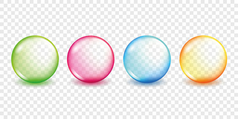 vier bunte bubbles transparenz