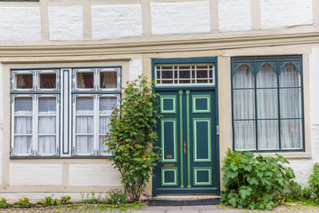 Green door in the historic center of Luneburg