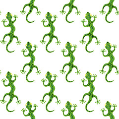 Fototapeta premium Seamless pattern with lizards on the white background.