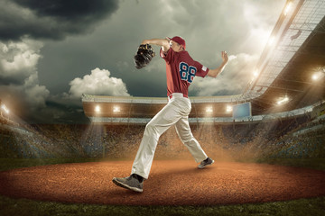 Baseball players in action on the stadium. © Andrii IURLOV