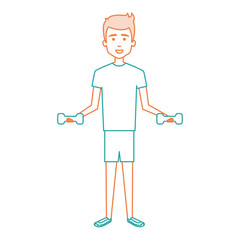 man lifting weights character