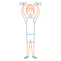 man lifting weights character