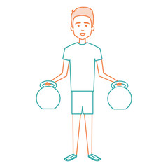 man lifting weights character