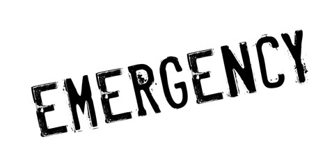 Emergency rubber stamp. Grunge design with dust scratches. Effects can be easily removed for a clean, crisp look. Color is easily changed.