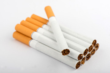 cigarettes on white background