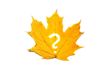 Question mark on a maple leaf.