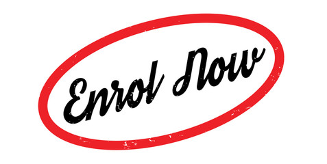 Enrol Now rubber stamp. Grunge design with dust scratches. Effects can be easily removed for a clean, crisp look. Color is easily changed.